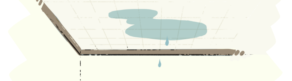天井から水滴が垂れている雨漏りのイラスト