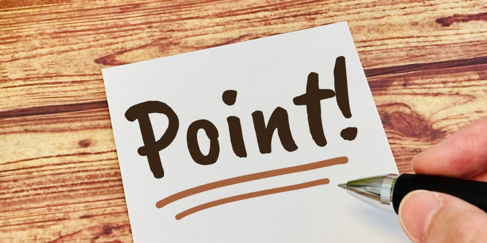「Point!」と書かれたメモを、ペンで下線を引いて強調している