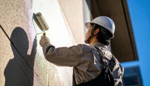 外壁塗装中の職人